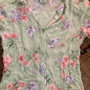 Jaclyn Smith Green Floral Shirt
