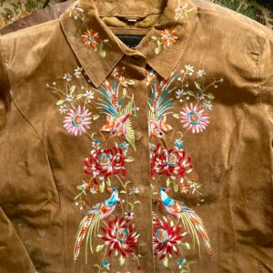 Avanti New York suede jacket embroidered bird of paradise